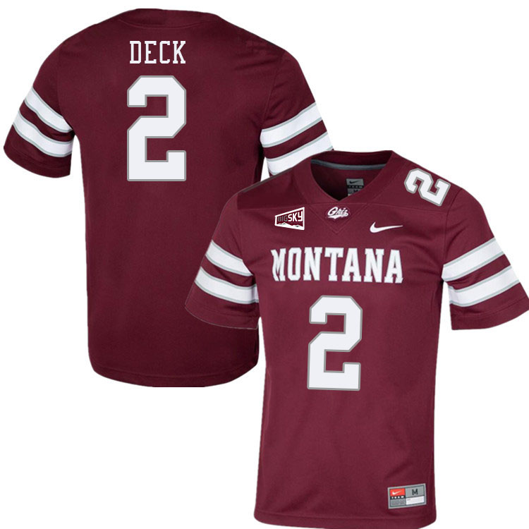 Montana Grizzlies #2 Drew Deck College Football Jerseys Stitched Sale-Maroon